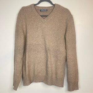 Preppy Oversized Classic V-Neck Sweater in Warm Tan